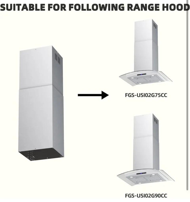 FIREGAS Range Hood Extension Chimney FGS-TI02-ZST, Stainless Steel Wall Mount Chimney Extension for FIREGAS Island Range Hood FGS-USI02G75CC and FGS-U by Selzalot