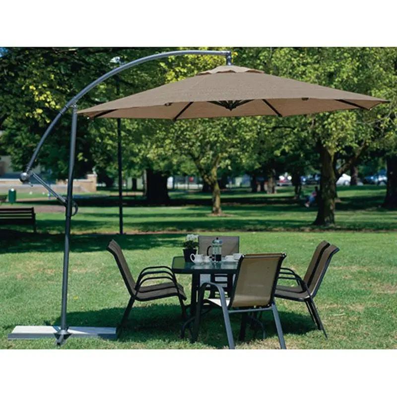 10 Foot Mocha Offset Patio Canopy Umbrella Rotates 360 Degrees by HomePacific