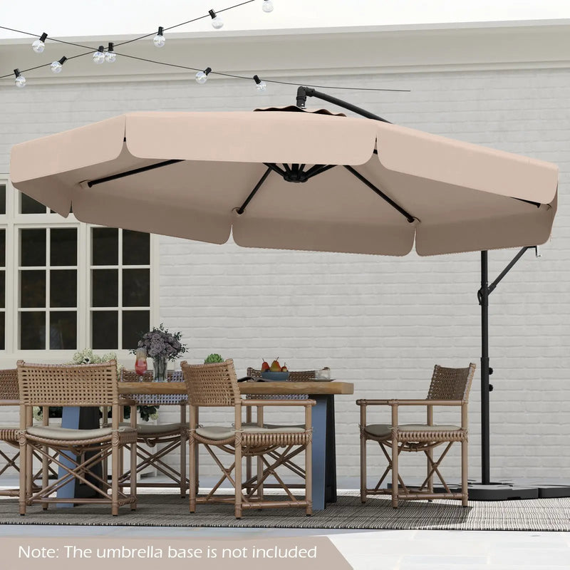 10 Feet Patio Cantilever Umbrella with Cover Tilt Adjustment and Ruffled Edge by DirectDeals