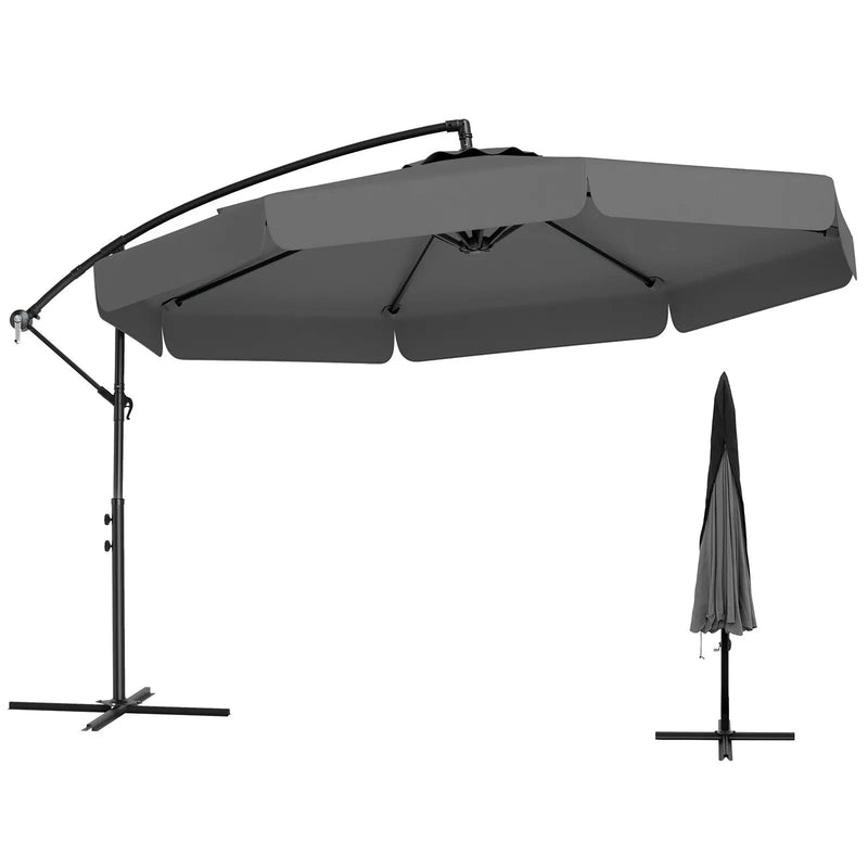 10 Feet Patio Cantilever Umbrella with Cover Tilt Adjustment and Ruffled Edge by DirectDeals