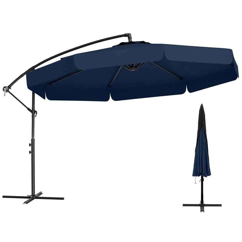 10 Feet Patio Cantilever Umbrella with Cover Tilt Adjustment and Ruffled Edge by DirectDeals
