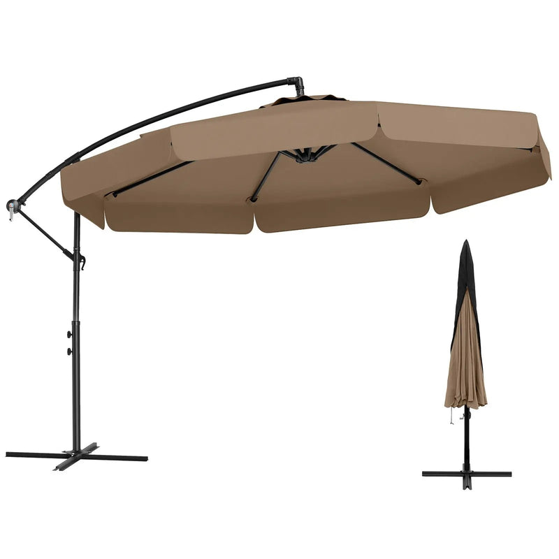 10 Feet Patio Cantilever Umbrella with Cover Tilt Adjustment and Ruffled Edge by DirectDeals