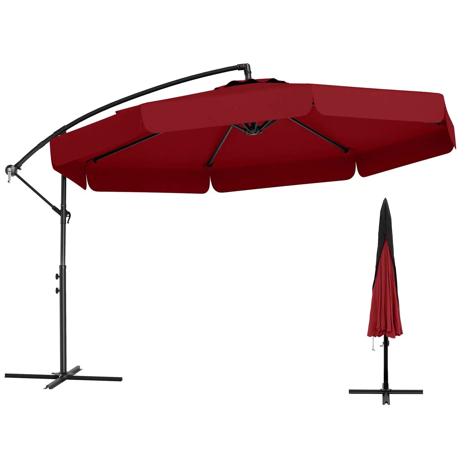 10 Feet Patio Cantilever Umbrella with Cover Tilt Adjustment and Ruffled Edge by DirectDeals