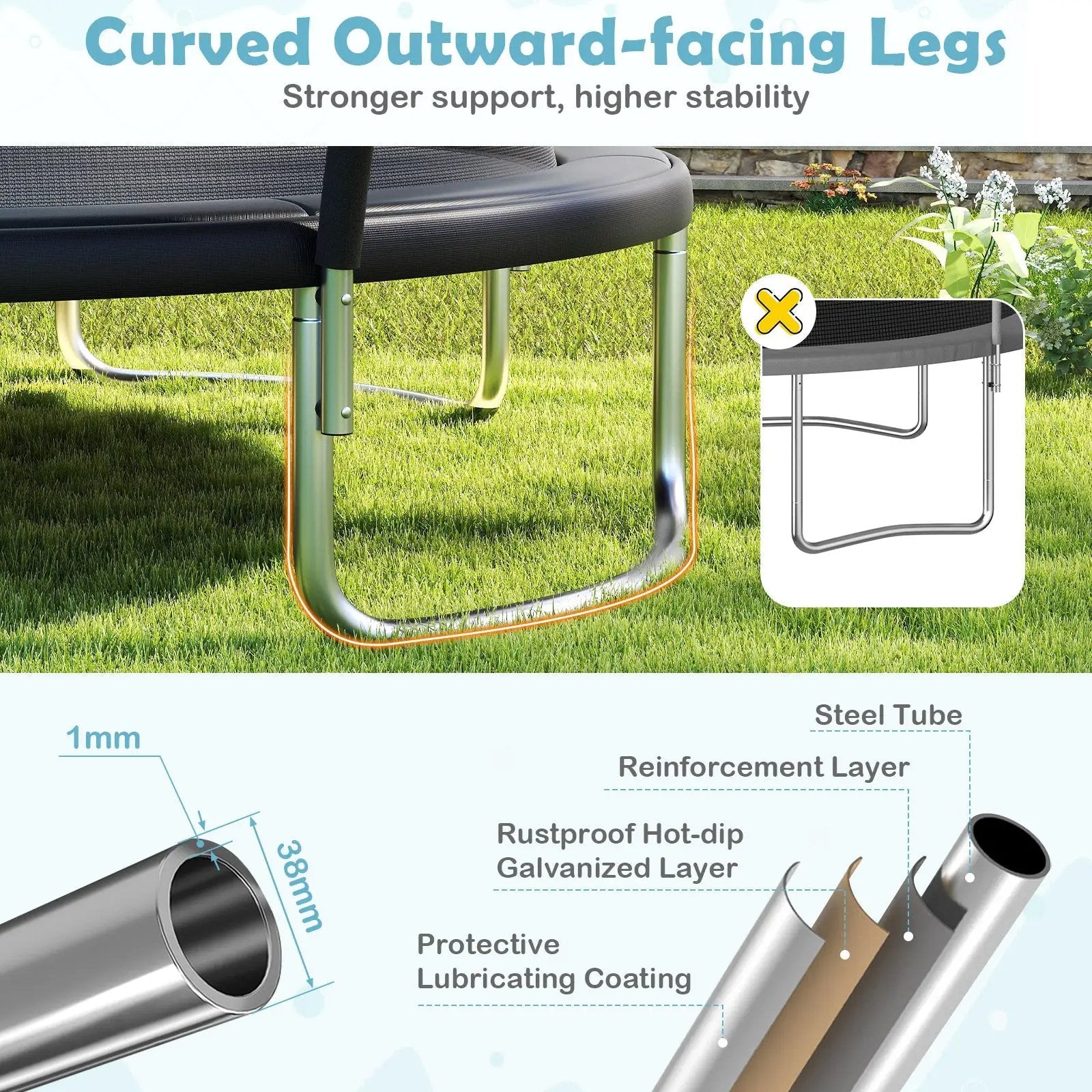10FT Outdoor Trampoline Heavy-Duty Recreational Trampoline with Safety Enclosure Net by DirectDeals