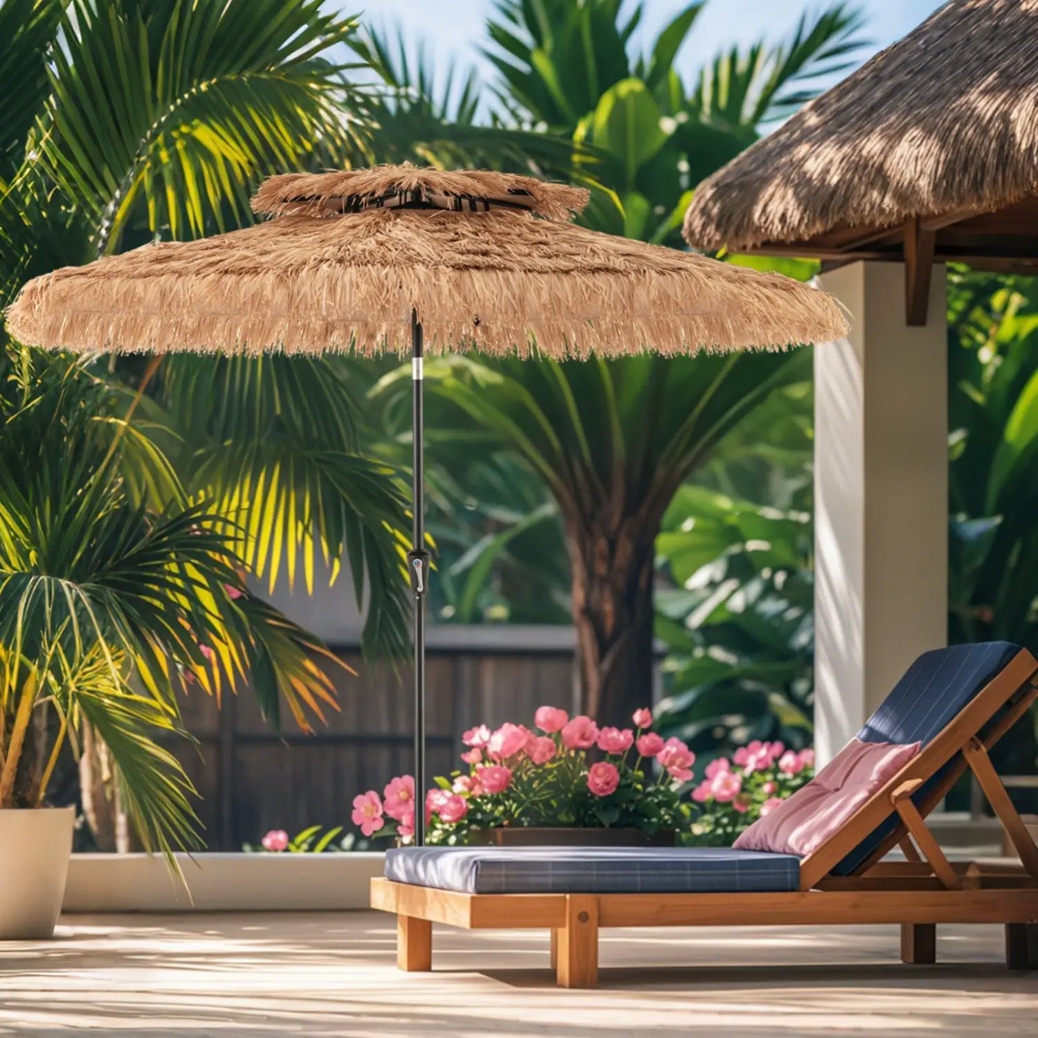 10 FT Tiki Patio Umbrella with 2-Tier Vented Canopy by DirectDeals