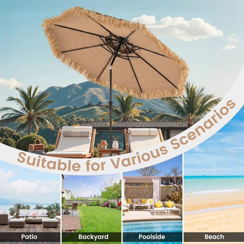 10 FT Tiki Patio Umbrella with 2-Tier Vented Canopy by DirectDeals