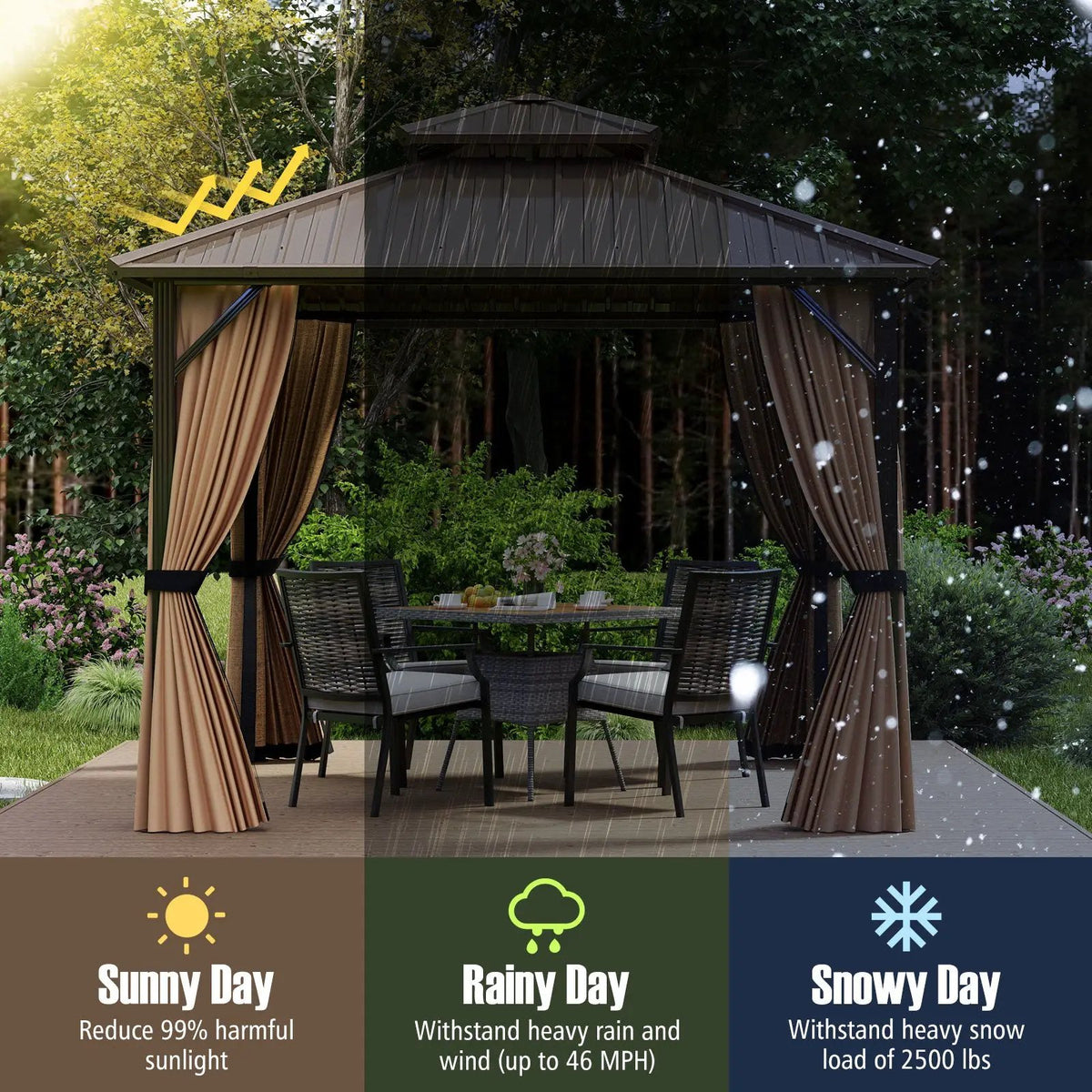 Hardtop Gazebo 10x10 ft with Netting and Curtains, photo 6 of 16