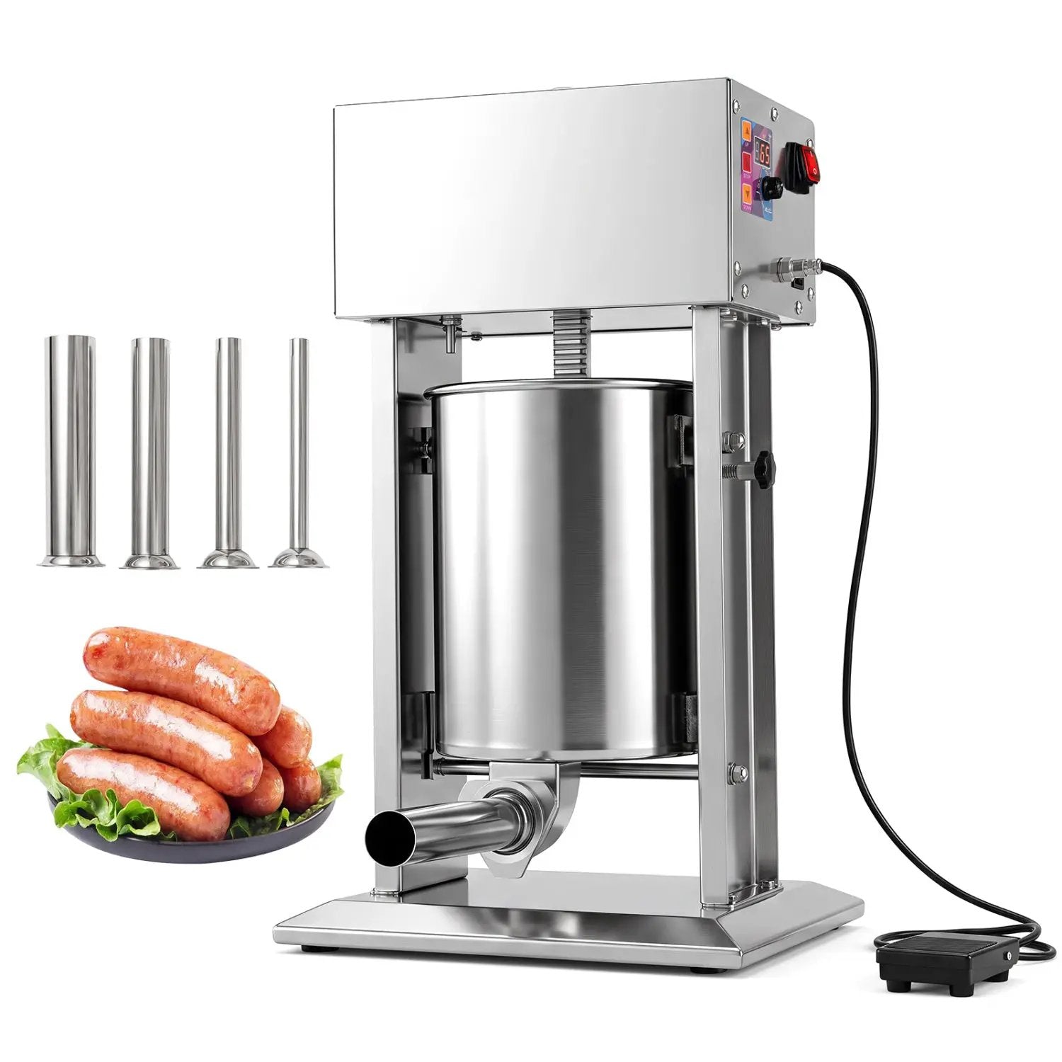 10L Electric Sausage Stuffer with 4 Tubes & Foot Pedal by DirectDeals