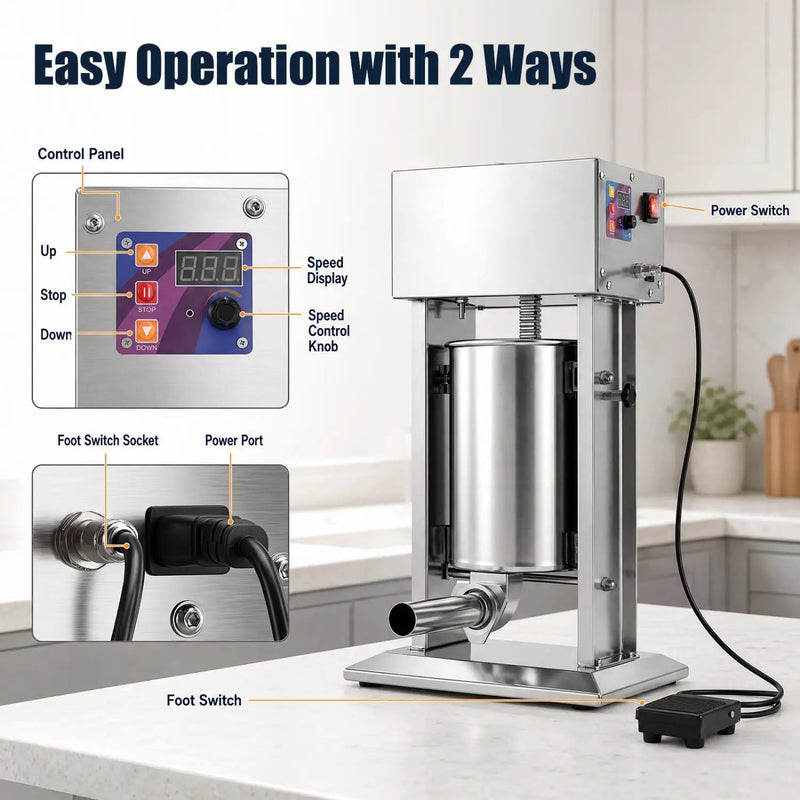 10L Electric Sausage Stuffer with 4 Tubes & Foot Pedal by DirectDeals