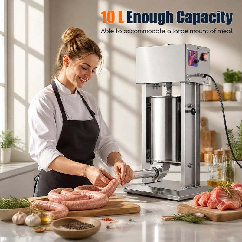 10L Electric Sausage Stuffer with 4 Tubes & Foot Pedal by DirectDeals