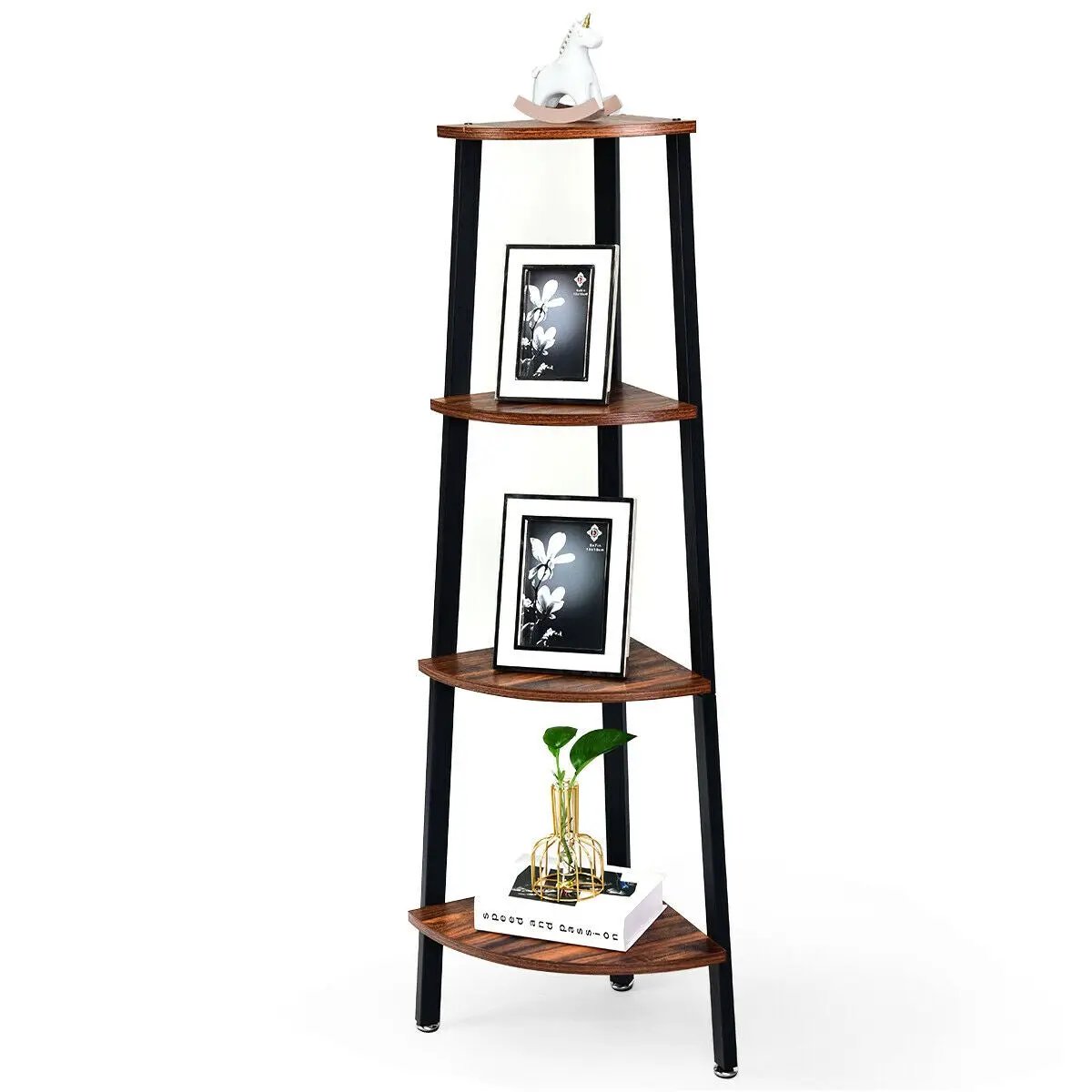 4-Tier Corner Shelf Metal Storage Rack Domestic Bookcase, photo 6 of 9