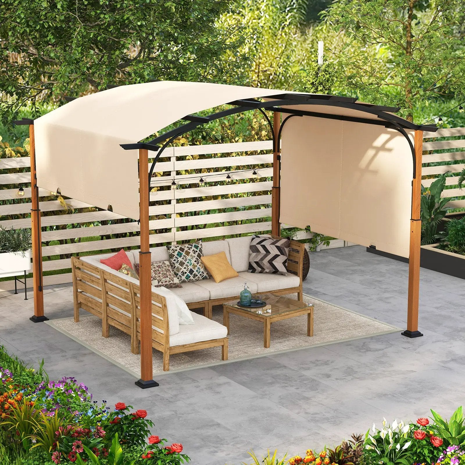 10 x 12 FT Outdoor Retractable Pergola with Retractable Canopy for Patio by DirectDeals