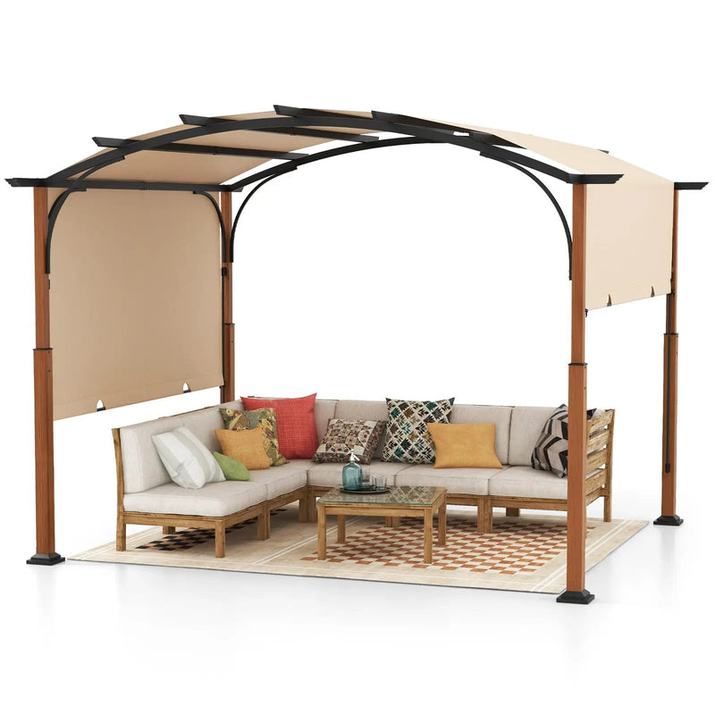10 x 12 FT Outdoor Retractable Pergola with Retractable Canopy for Patio by DirectDeals