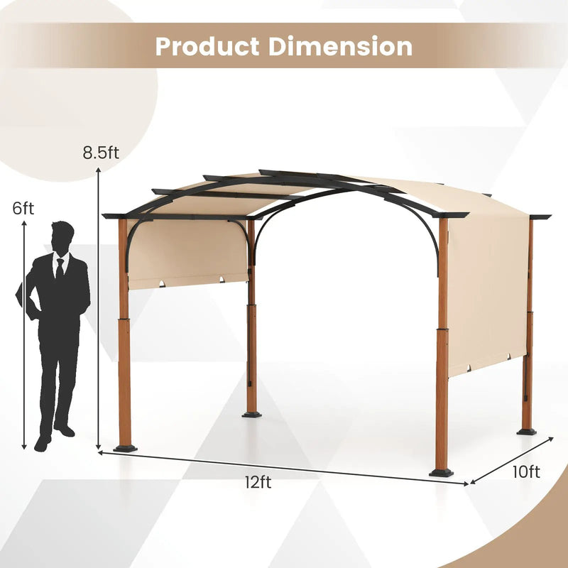 10 x 12 FT Outdoor Retractable Pergola with Retractable Canopy for Patio by DirectDeals
