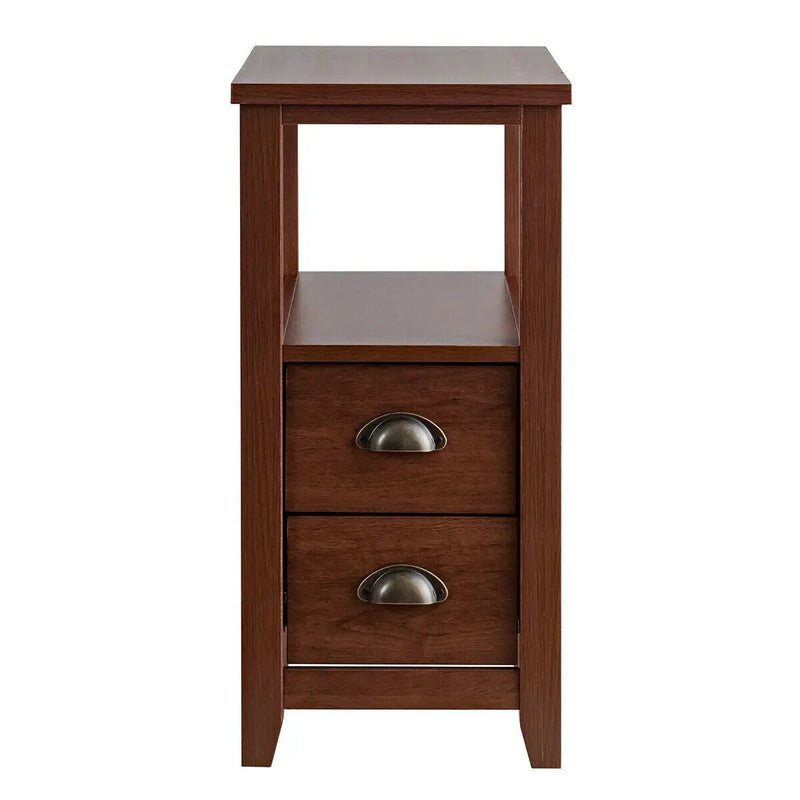 End Table Wooden with 2 Drawers and Shelf Bedside Table by DirectDeals