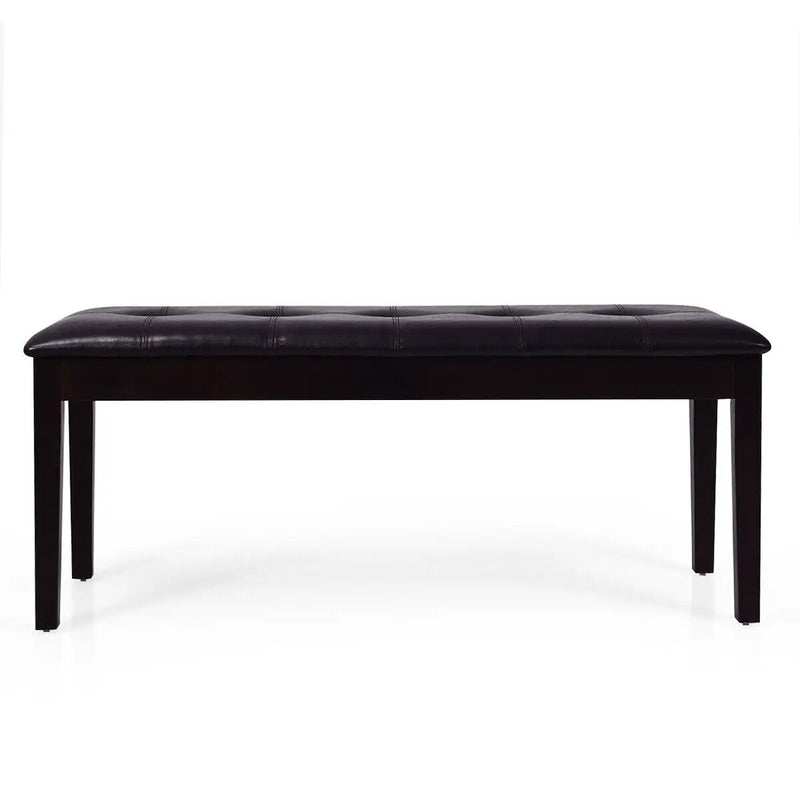 Upholstered Dining Room PU Bench Solid Wood Button Tufted by DirectDeals