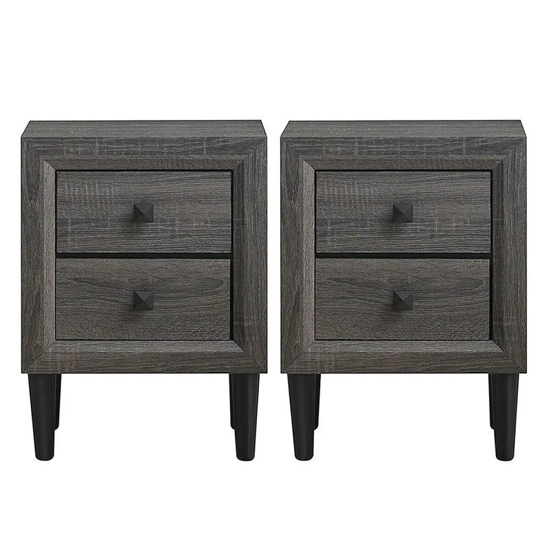2PCS Nightstand W/2 Drawer Multipurpose by DirectDeals