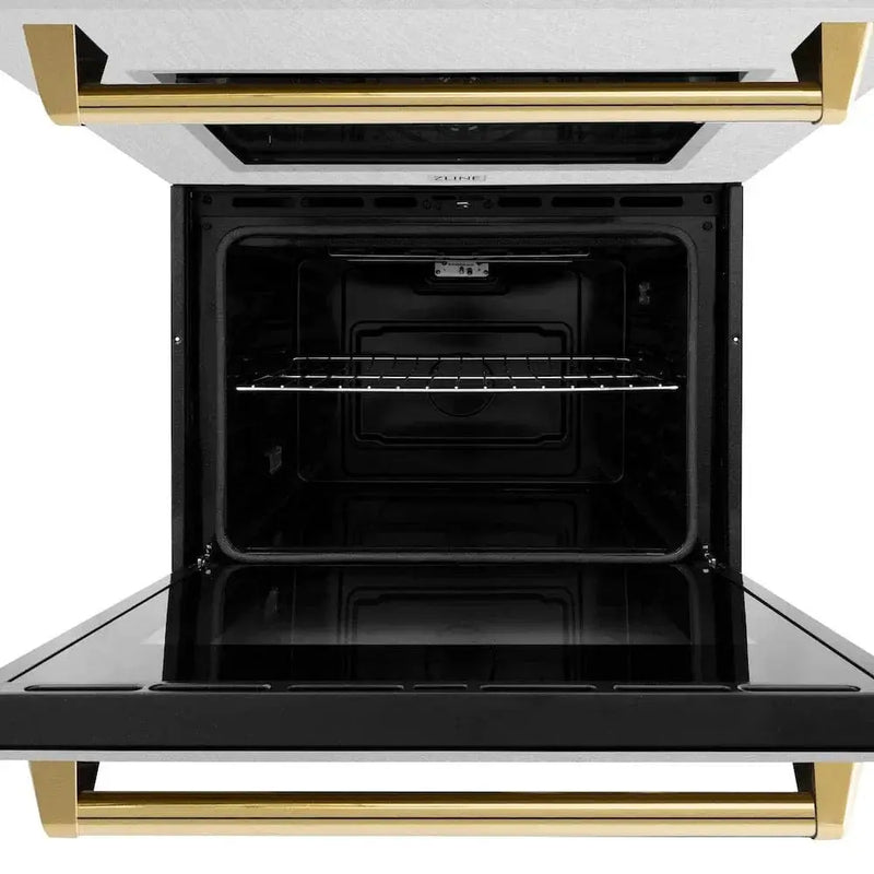 ZLINE 30"Professional True Convection Double Wall Oven, Air Fry, Self Clean, DuraSnow® Gold WADSZ-30-G by Farmhouse Kitchen and Bath