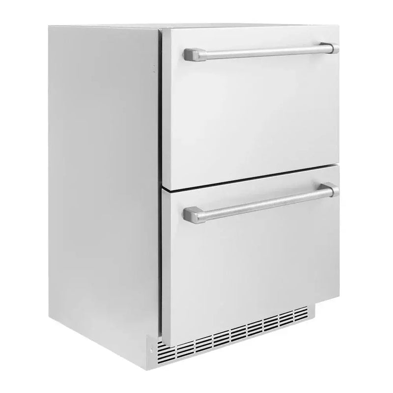 ZLINE 24" Touchstone 168 Can Outdoor-Rated Dual Refrigerator Drawer, Stainless Steel, RDSO-ST-24 by Farmhouse Kitchen and Bath