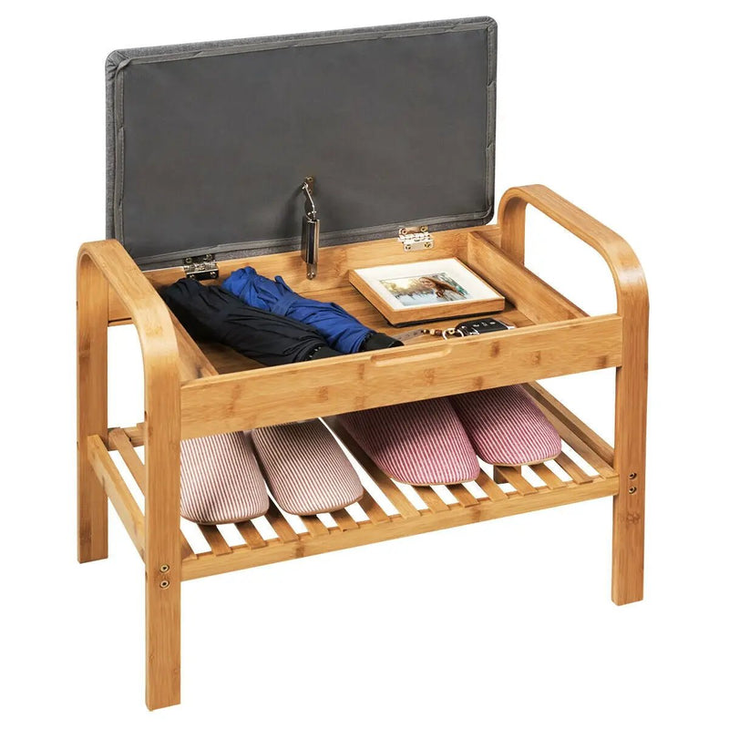 Shoe Rack Bench Bamboo with Storage Shelf-Natural by DirectDeals