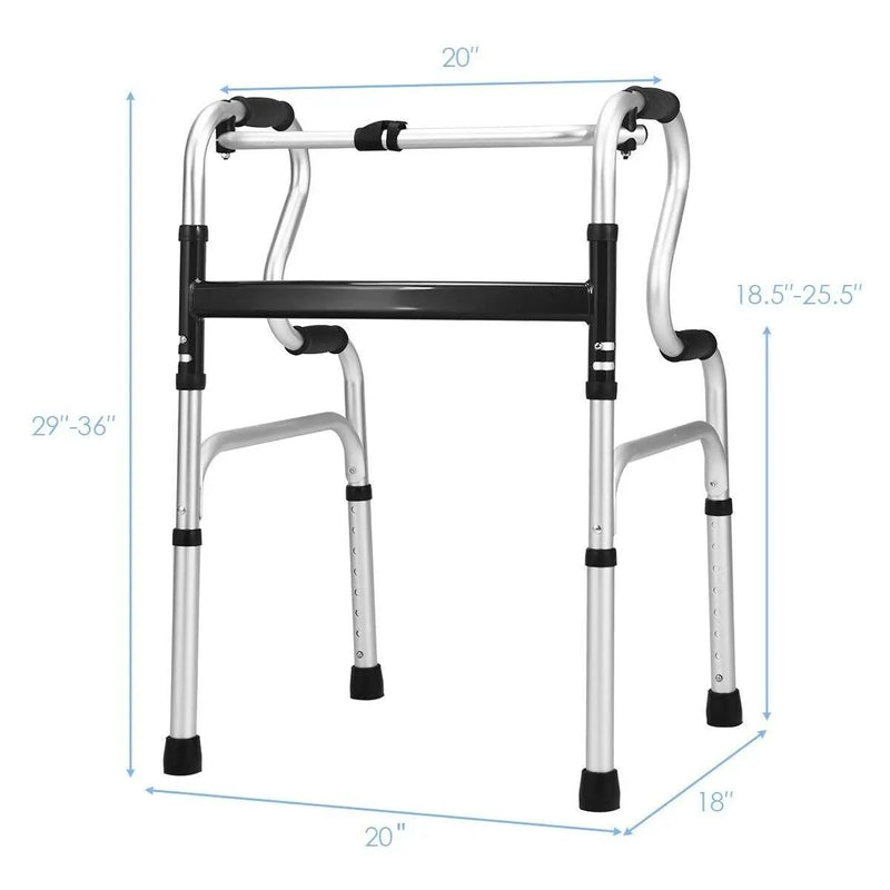 One-Button Folding Aluminum Walking Frame Walker by DirectDeals