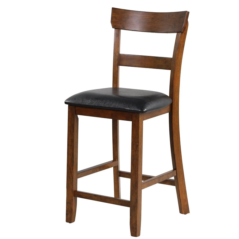 2 Pieces Counter Height Chair Set with Leather Seat and Rubber Wood Legs by DirectDeals