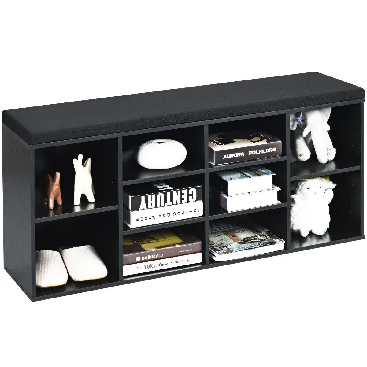 10-Cube Organizer Shoe Storage Bench with Cushion for Entryway, photo 7 of 11