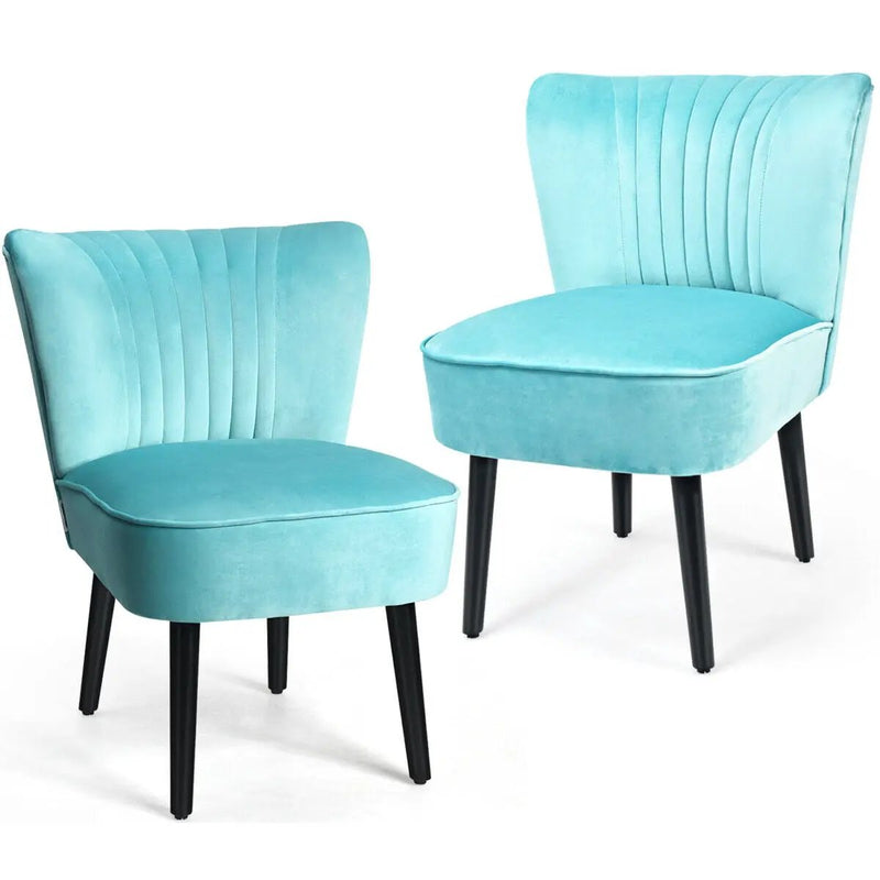 Set of 2 Upholstered Modern Leisure Club Chairs with Solid Wood Legs by DirectDeals
