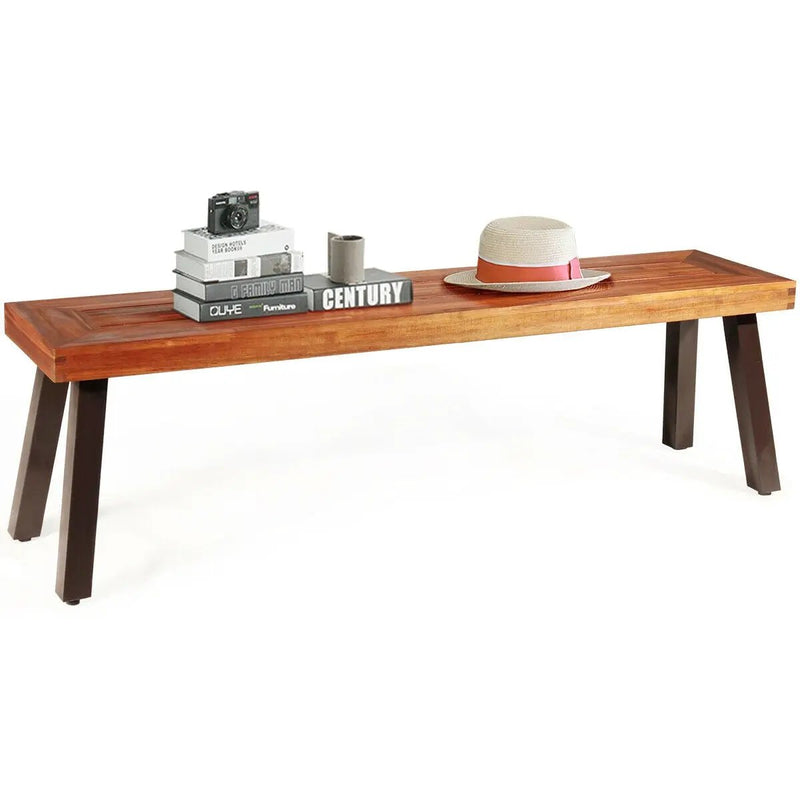 Patio Acacia Wood Dining Bench Seat with Steel Legs by DirectDeals