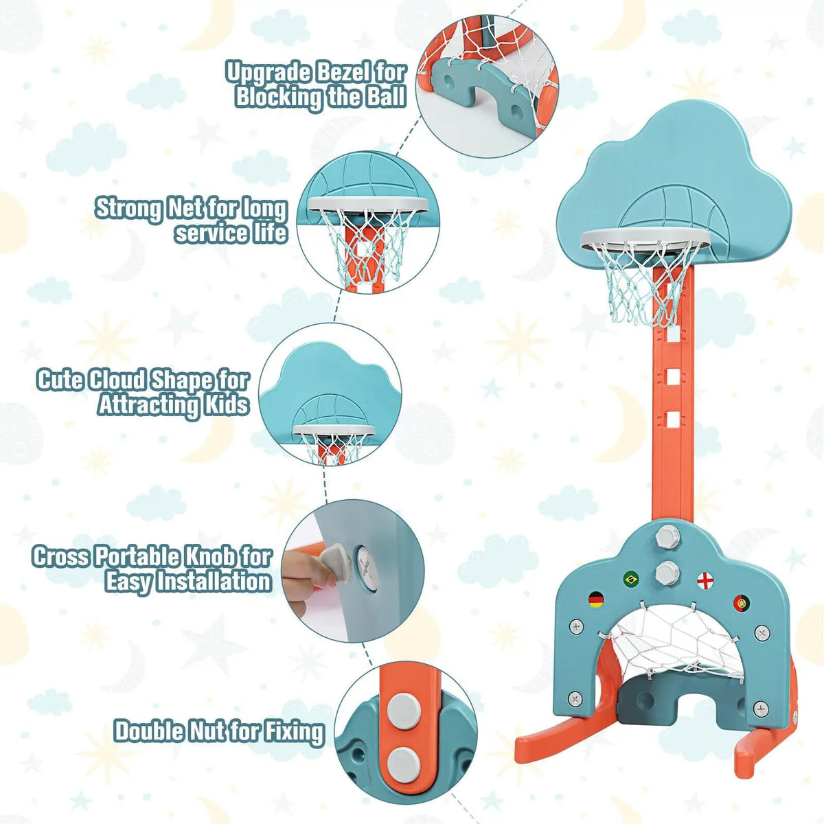 3-in-1 Kids Basketball Hoop Set with Balls, photo 5 of 10