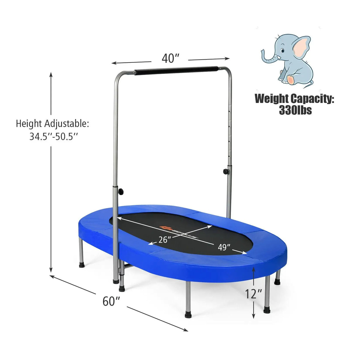 2-Person Foldable Mini Kids Fitness Rebounder Trampoline, photo 4 of 9