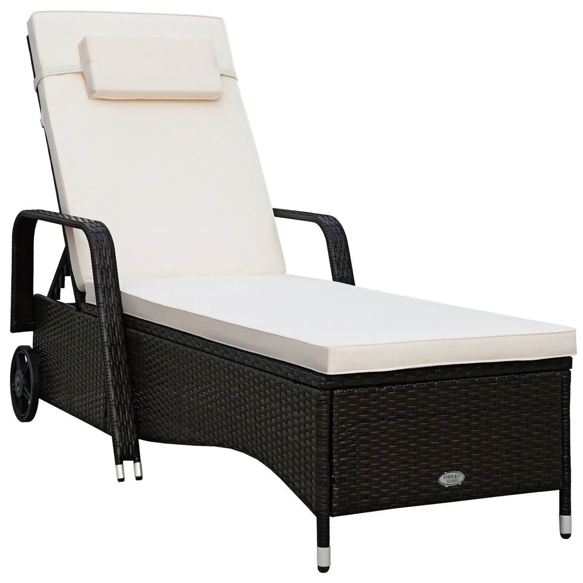 Outdoor Recliner Cushioned Chaise Lounge with Adjustable Backrest, photo 3 of 9