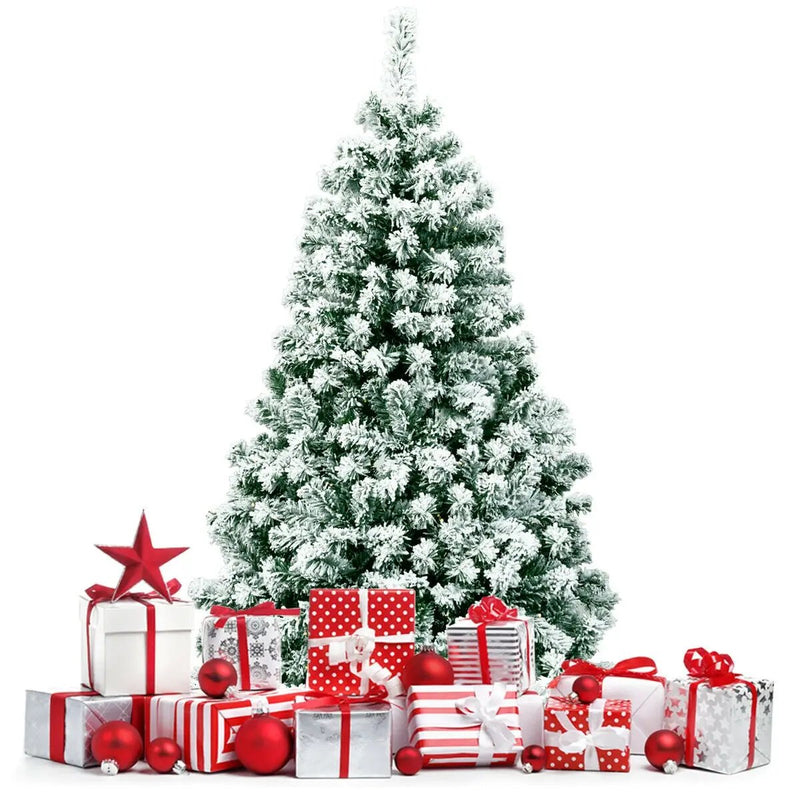 4.5 Feet Pre-Lit Premium Snow Flocked Hinged Artificial Christmas Tree by DirectDeals