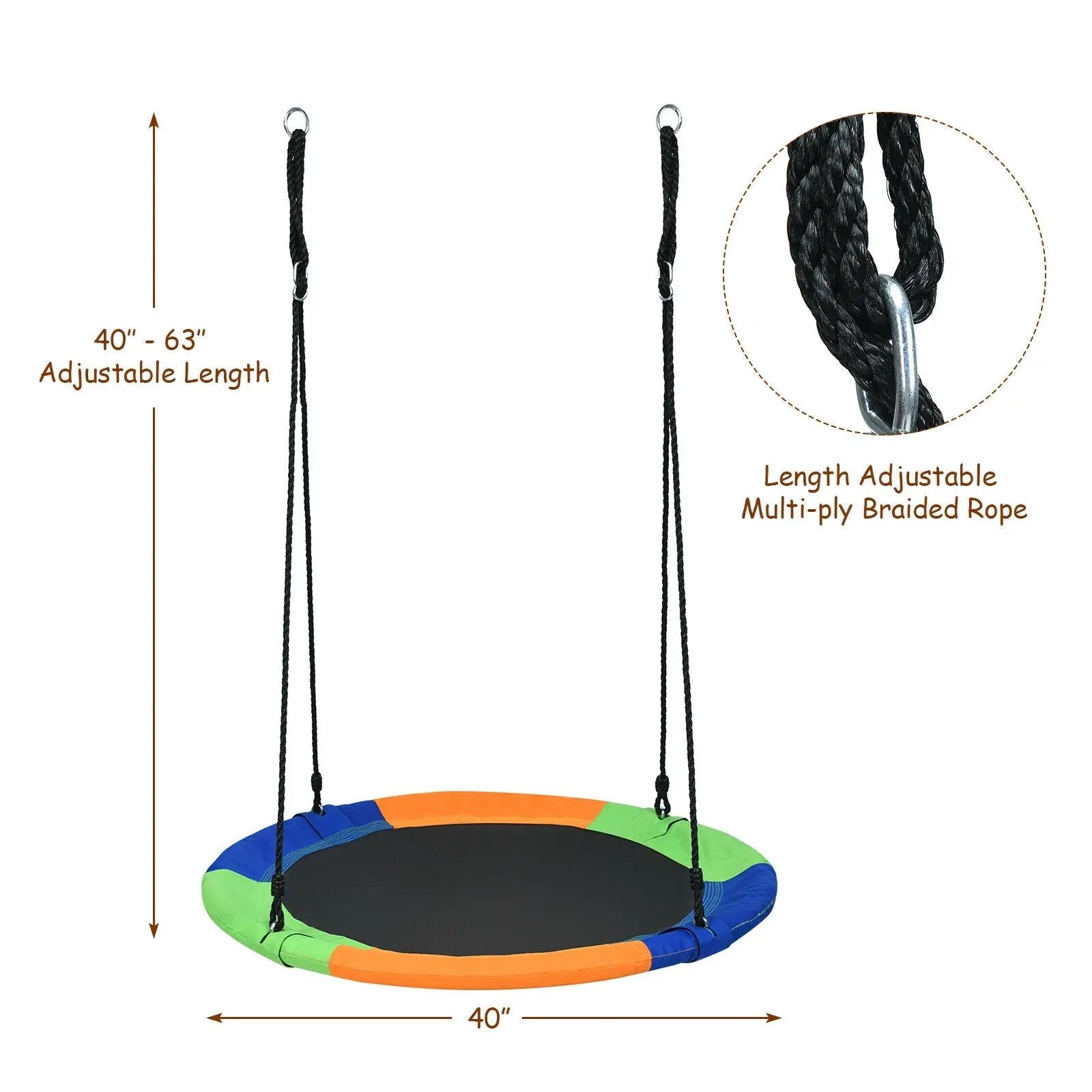 40-Inch Flying Saucer Tree Swing Outdoor Play Set with Easy Installation Process for Kids by DirectDeals