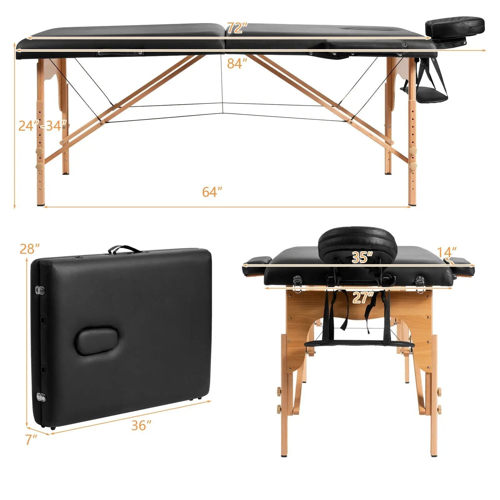 Portable Adjustable Facial Spa Bed with Carry Case by DirectDeals