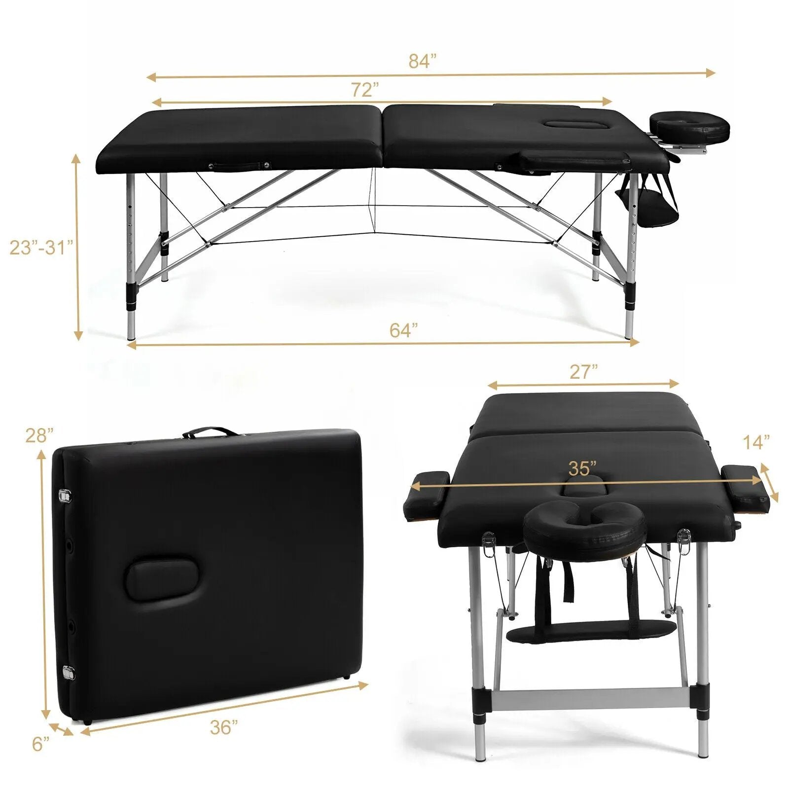 84 Inch L Portable Adjustable Massage Bed with Carry Case for Facial Salon Spa by DirectDeals