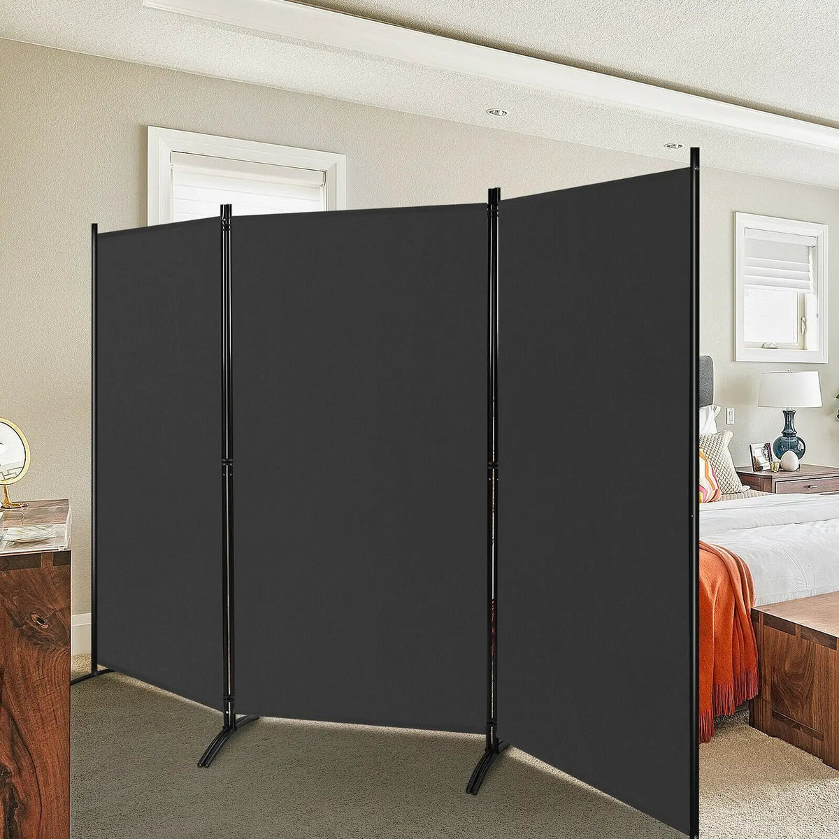 6 Feet 3 Panel Room Divider with Durable Hinges Steel Base, photo 6 of 11