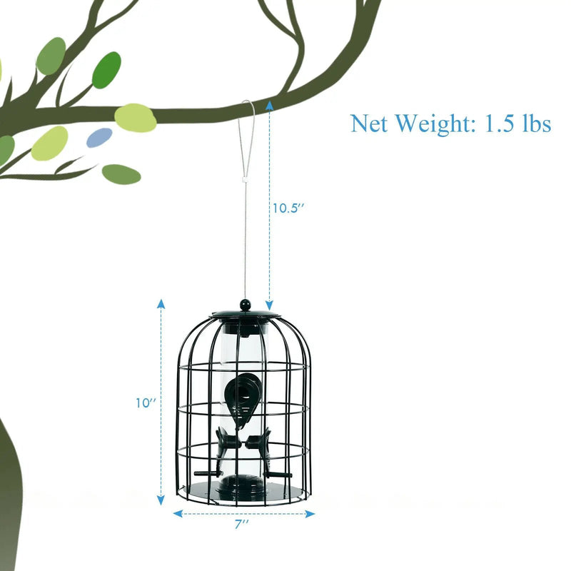 Squirrel-proof Caged Tube Wild Bird Feeder Outdoor Metal Seed Guard Deterrent by DirectDeals
