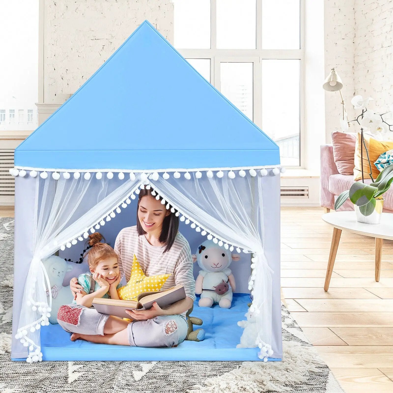 Kids Play Tent Large Playhouse Children Play Castle Fairy Tent Gift with Mat by DirectDeals