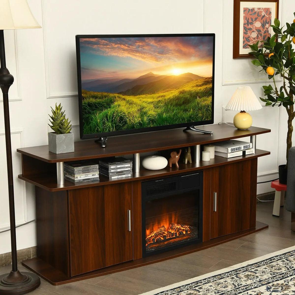 63 Inch TV Entertainment Console Center with 2 Cabinets, photo 6 of 9