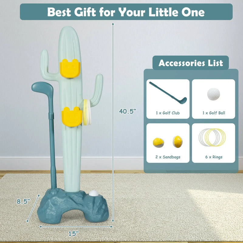 3-in-1 Cactus Toy Stand Sports Activity Center with Golf and Ring-Toss by DirectDeals