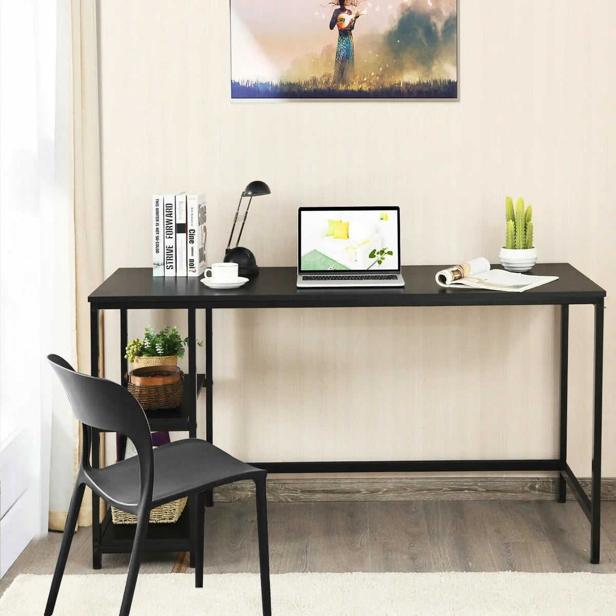 47 Inch Computer Desk Office Study Table Workstation Home with Adjustable Shelf Black, photo 7 of 16