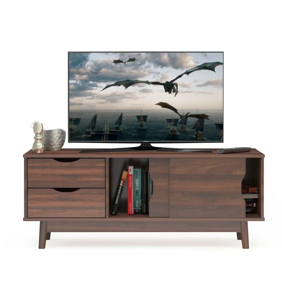 TV Stand for TV up to 60 Inch Media Console Table Storage with Doors, photo 6 of 16