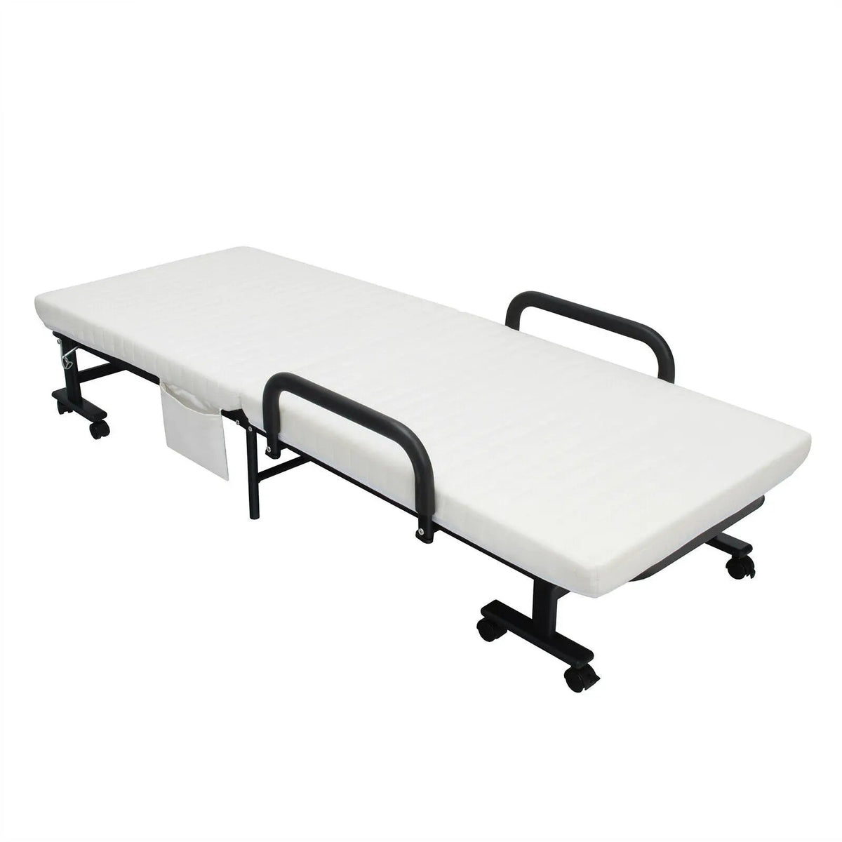 Adjustable Folding Guest Bed Frame with Mattress and Wheels, photo 13 of 24