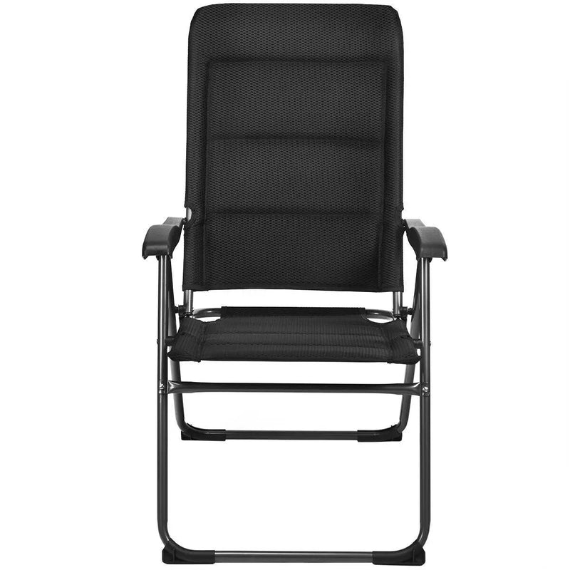 Set of 4 Patio Folding Chairs with Adjustable Backrest-Black by DirectDeals