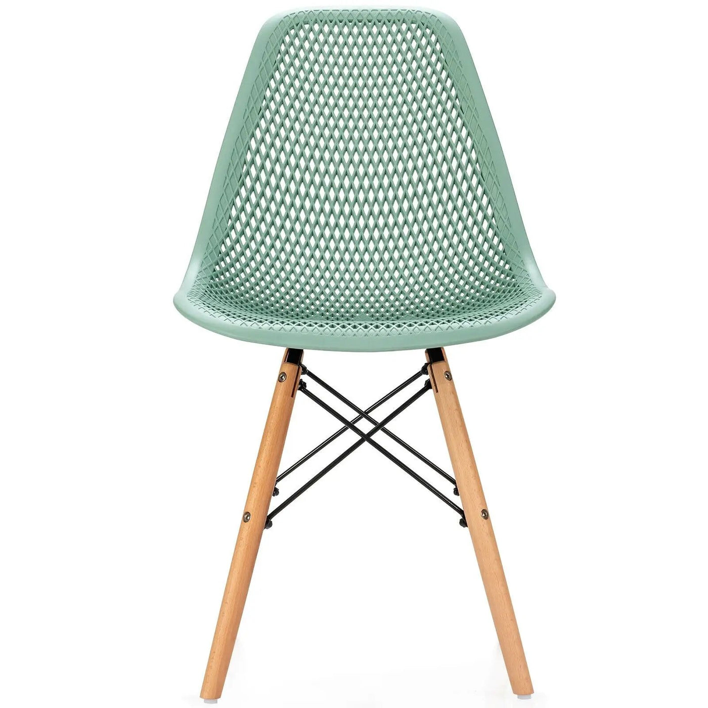 4 Pieces Modern Plastic Hollow Chair Set with Wood Leg by DirectDeals