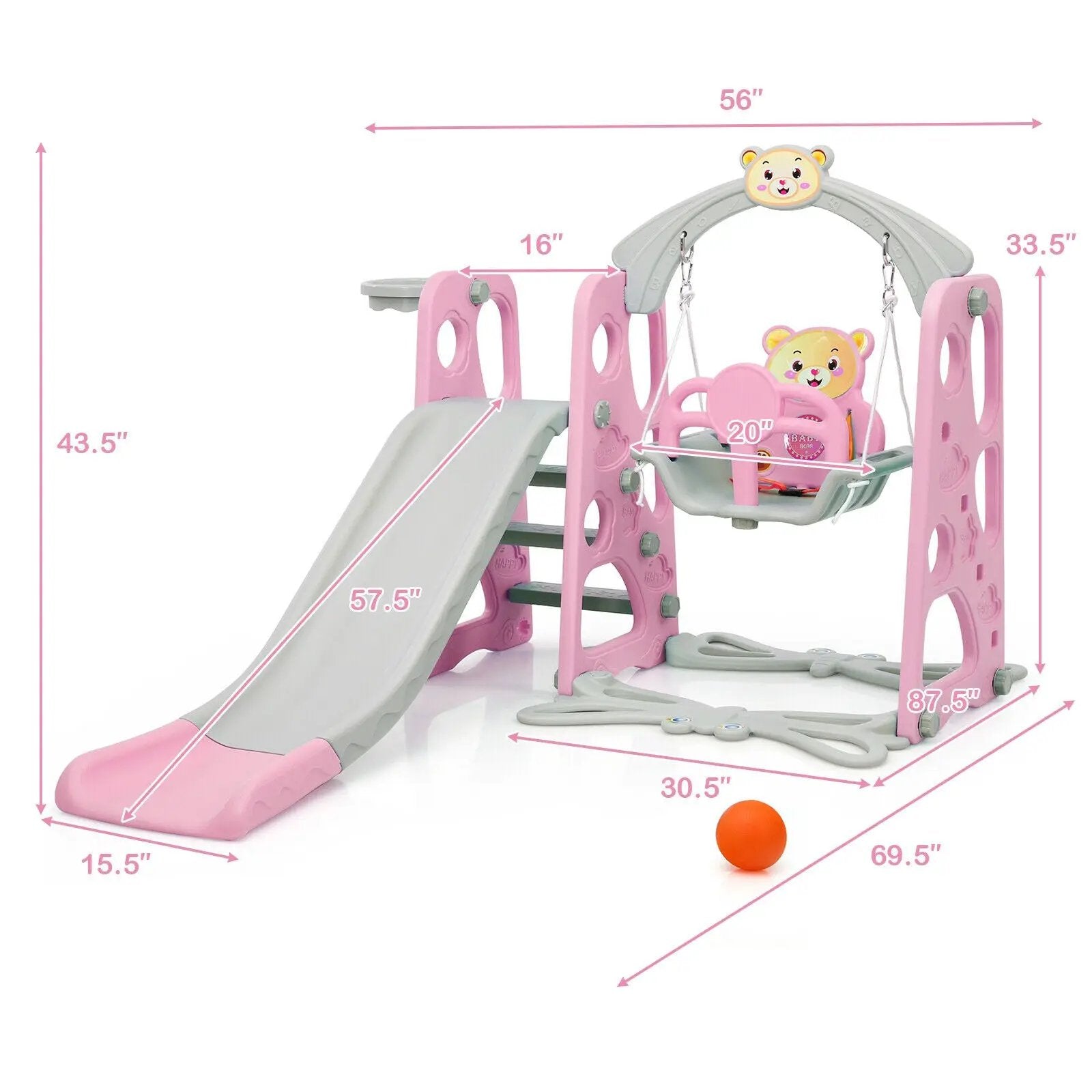 3 in 1 Toddler Climber and Swing Set Slide Playset by DirectDeals