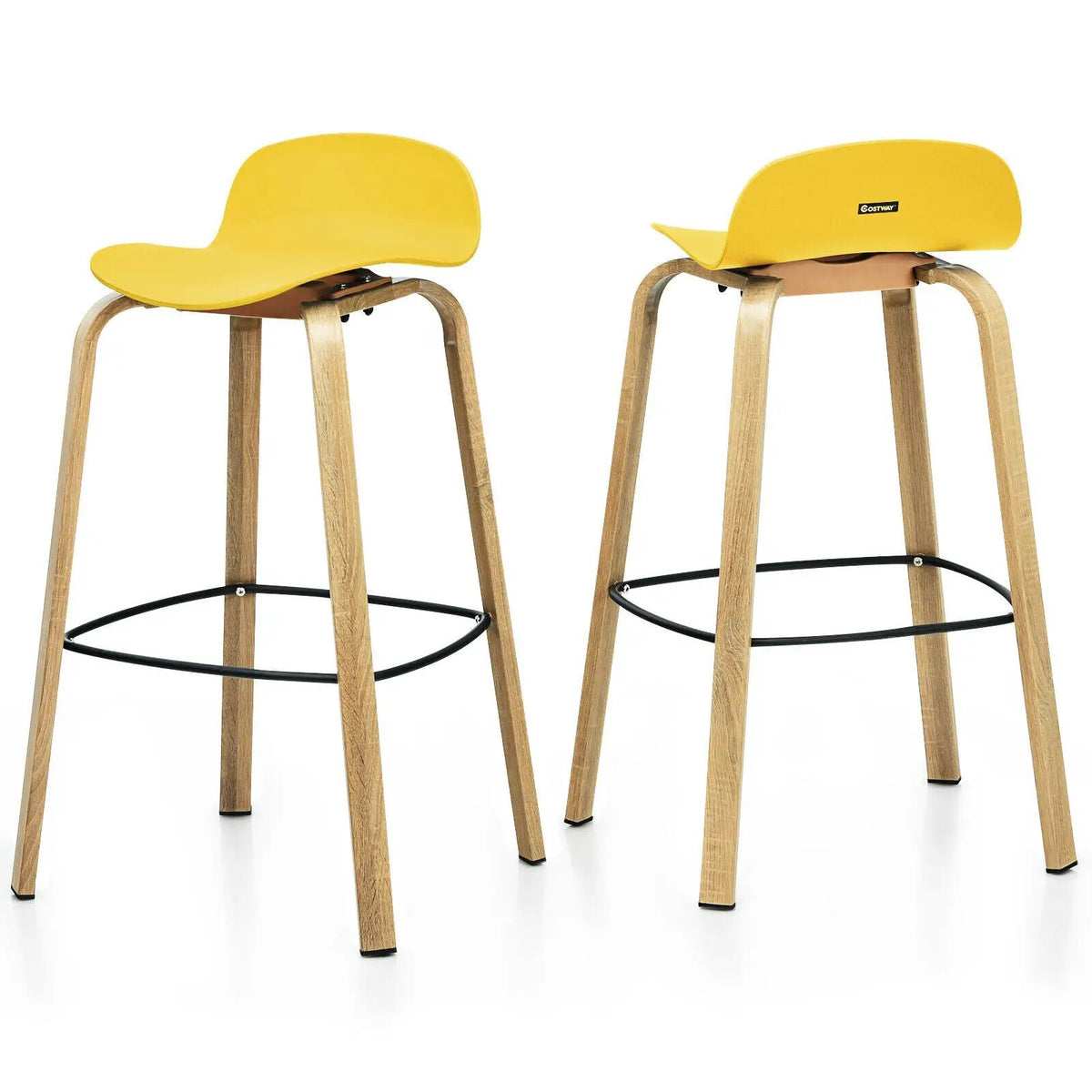 Set of 2 Modern Barstools Pub Chairs with Low Back and Metal Legs, photo 15 of 32