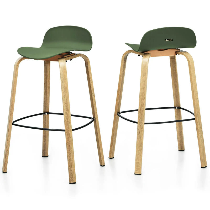 Set of 2 Modern Barstools Pub Chairs with Low Back and Metal Legs by DirectDeals