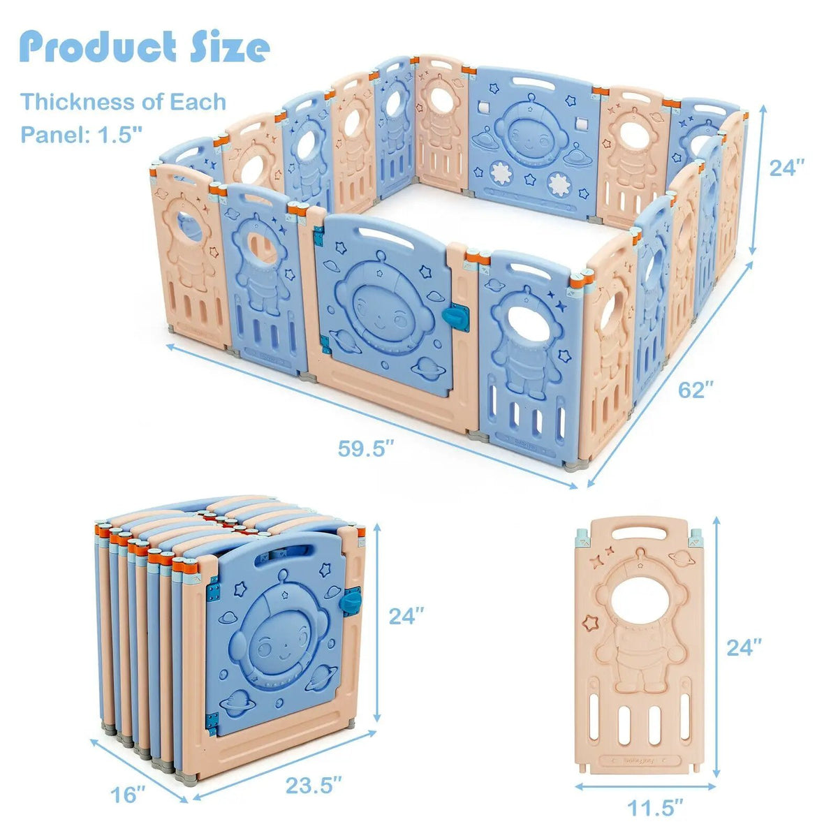 18-Panel Foldable Baby Playpen Kids Activity Center with Lockable Door, photo 22 of 24